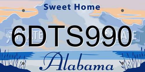 6DTS990 Alabama License Plate