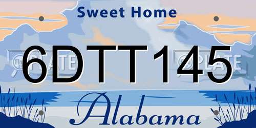 6DTT145 Alabama License Plate