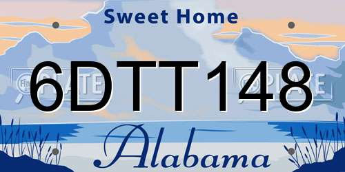 6DTT148 Alabama License Plate