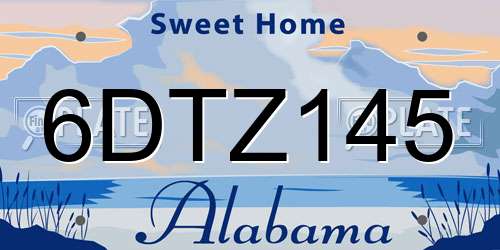 6DTZ145 Alabama License Plate
