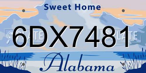6DX7481 Alabama License Plate