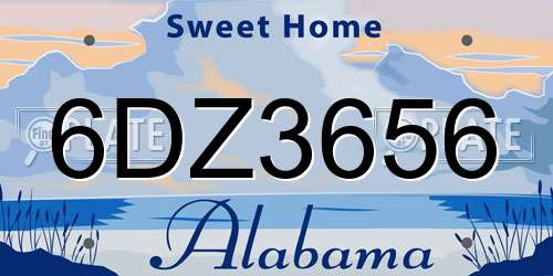 6DZ3656 Alabama License Plate