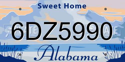 6DZ5990 Alabama License Plate