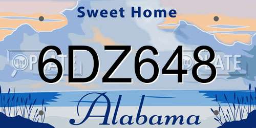 6DZ648 Alabama License Plate