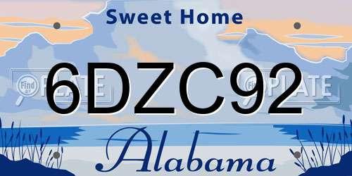 6DZC92 Alabama License Plate