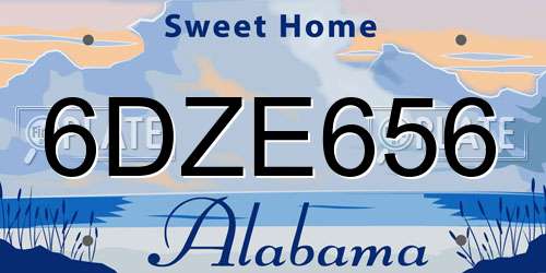 6DZE656 Alabama License Plate