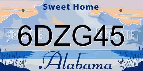 6DZG45 Alabama License Plate