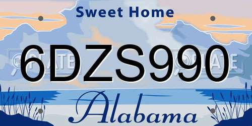6DZS990 Alabama License Plate