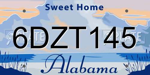 6DZT145 Alabama License Plate