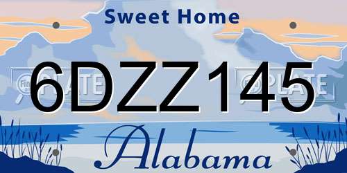 6DZZ145 Alabama License Plate