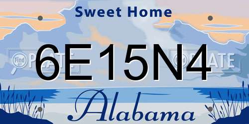 6E15N4 Alabama License Plate