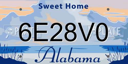 6E28V0 Alabama License Plate