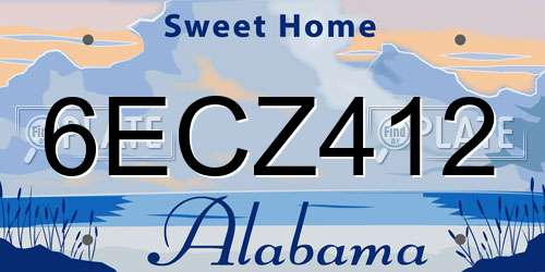 6ECZ412 Alabama License Plate