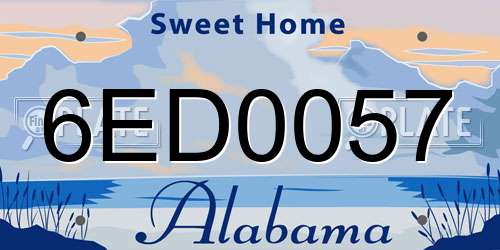 6ED0057 Alabama License Plate