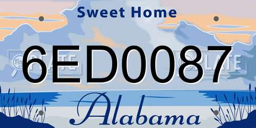 6ED0087 Alabama License Plate