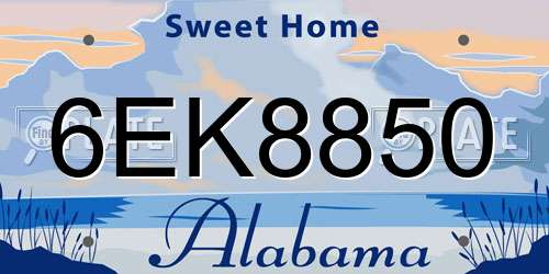 6EK8850 Alabama License Plate