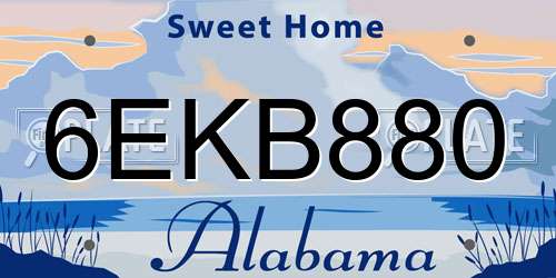 6EKB880 Alabama License Plate
