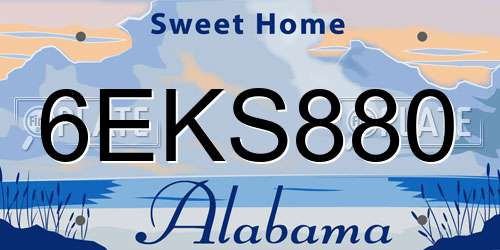 6EKS880 Alabama License Plate