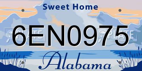 6EN0975 Alabama License Plate
