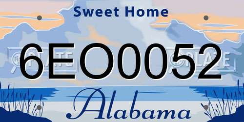 6EO0052 Alabama License Plate