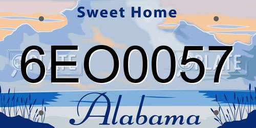 6EO0057 Alabama License Plate