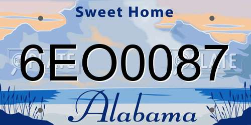 6EO0087 Alabama License Plate