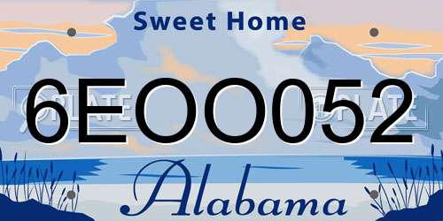 6EOO052 Alabama License Plate