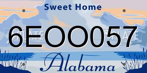 6EOO057 Alabama License Plate