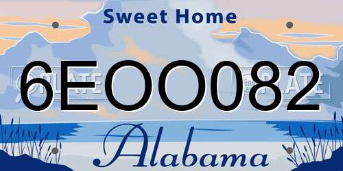 6EOO082 Alabama License Plate