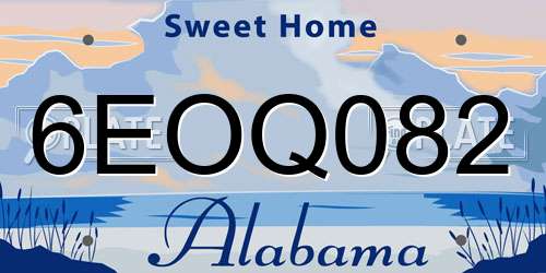 6EOQ082 Alabama License Plate