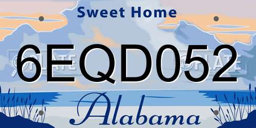6EQD052 Alabama License Plate