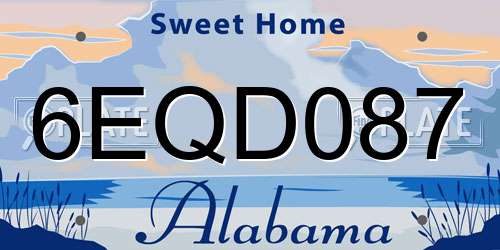6EQD087 Alabama License Plate