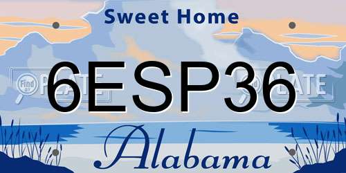 6ESP36 Alabama License Plate