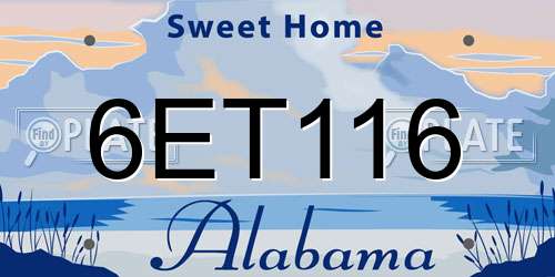 6ET116 Alabama License Plate