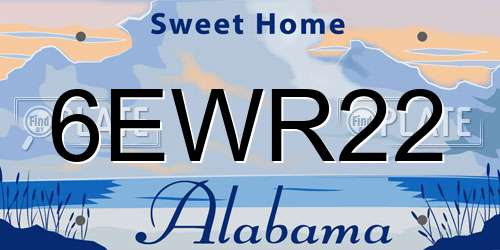 6EWR22 Alabama License Plate