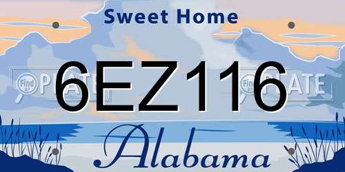 6EZ116 Alabama License Plate
