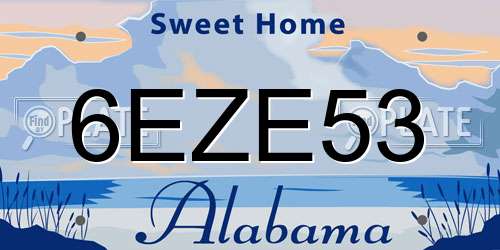 6EZE53 Alabama License Plate