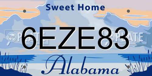 6EZE83 Alabama License Plate