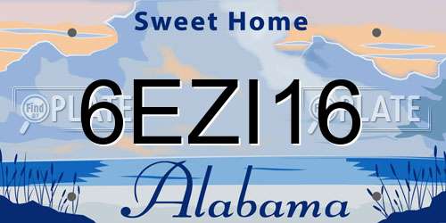 6EZI16 Alabama License Plate