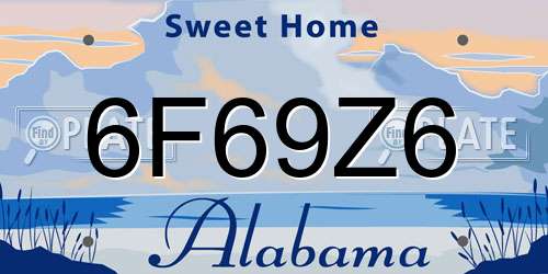 6F69Z6 Alabama License Plate