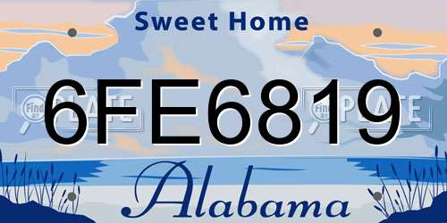 6FE6819 Alabama License Plate