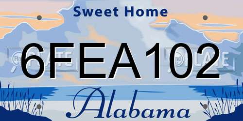 6FEA102 Alabama License Plate