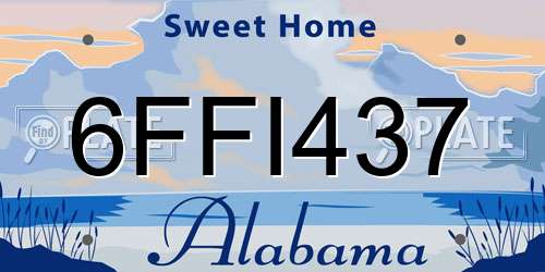 6FFI437 Alabama License Plate
