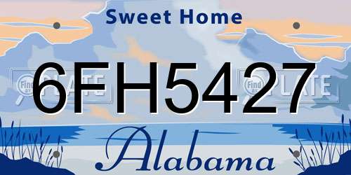 6FH5427 Alabama License Plate