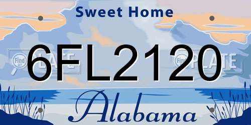6FL2120 Alabama License Plate