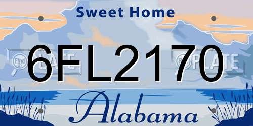 6FL2170 Alabama License Plate