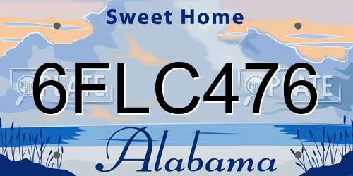 6FLC476 Alabama License Plate