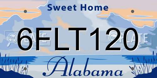 6FLT120 Alabama License Plate