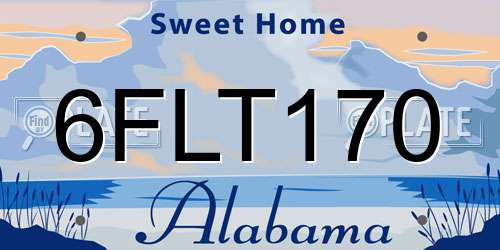 6FLT170 Alabama License Plate