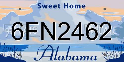6FN2462 Alabama License Plate